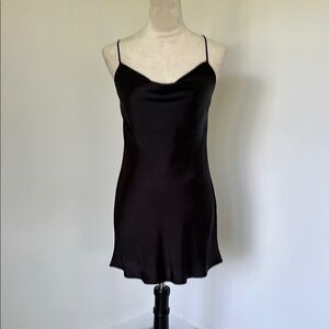 Zara Elegant Black Satin Slip Dress
